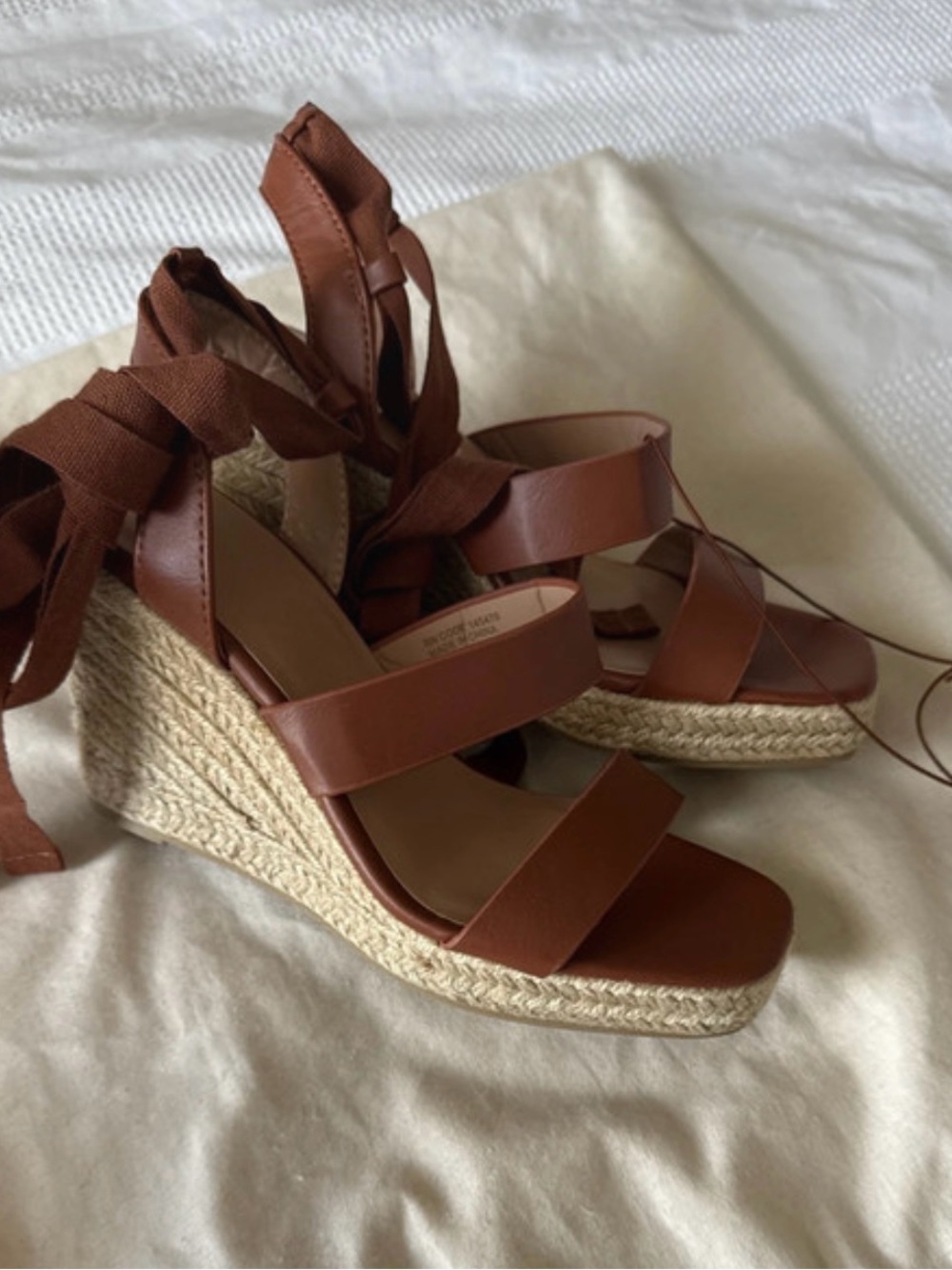Primark Brown Espadrille Wedge Sandals with Ankle Wrap